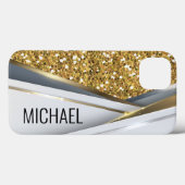 混合金属3-Dグリッター金ゴールドモノグラムケースメイト Case-Mate iPhoneケース (裏面 (横))
