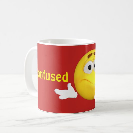 混同したEmojiの顔文字の漫画の顔 コーヒーマグカップ (正面左)
