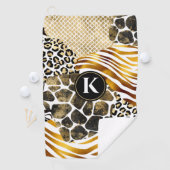 混在アニマルプリントはっきりしたと金ゴールド·アクセント ゴルフタオル (インサイチュ)