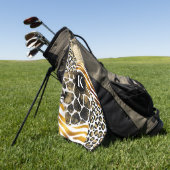 混在アニマルプリントはっきりしたと金ゴールド·アクセント ゴルフタオル (グリーン)