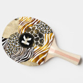 混在アニマルプリントはっきりしたと金ゴールド·アクセント 卓球ラケット (横)