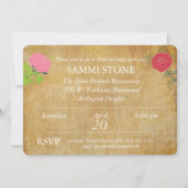 混在フローラオンヴィンテージエージド紙誕生日招待状 招待状 (裏面)