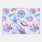 混成海洋生物の魚，貝殻，カニ，クラゲ ラッピングペーパーシート (正面2)