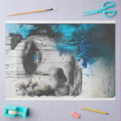 混沌とした女性の顔と森の切り離し 薄葉紙 (クラフト)