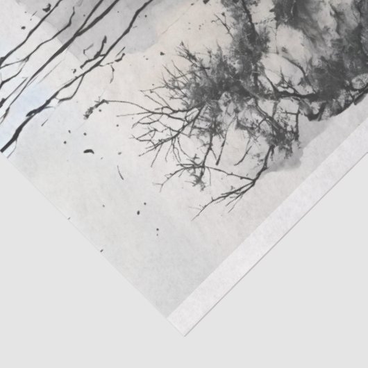 混沌とした女性の顔と森の切り離し 薄葉紙 (詳細)