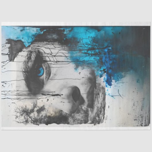 混沌とした女性の顔と森の切り離し 薄葉紙 (正面)