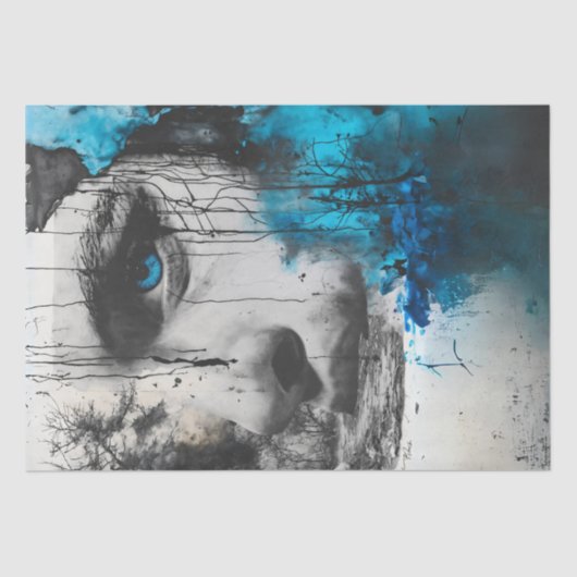 混沌とした女性の顔と森の切り離し 薄葉紙 (正面)