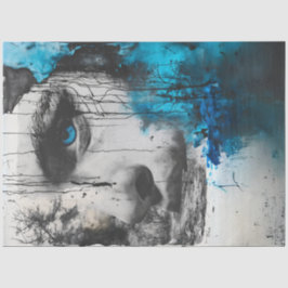 混沌とした女性の顔と森の切り離し 薄葉紙