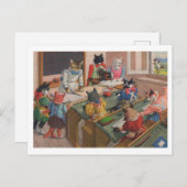 混沌とした猫たち、裁縫教室、リプロ葉書 ポストカード (正面/裏面)