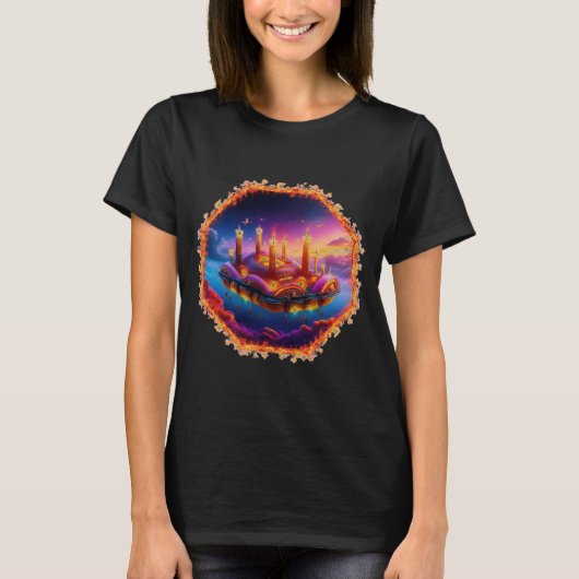 混沌とした空のろうそく動力宇宙船 Tシャツ (正面)