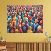 混沌とした群衆の中でカラフルの人々の群衆。 キャンバスプリント (インサイチュ (リビング))