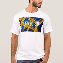 混沌とした輝く黄青テクノシンセウェーブライン Tシャツ