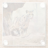 混濁したヒョウ写真自然野生動物 ガラスコースター (裏面)
