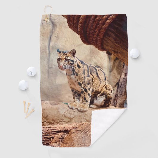 混濁したヒョウ写真自然野生動物 ゴルフタオル (インサイチュ)