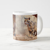 混濁したヒョウ写真自然野生動物 ジャンボコーヒーマグカップ (正面右)