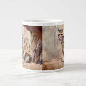 混濁したヒョウ写真自然野生動物 ジャンボコーヒーマグカップ (正面)