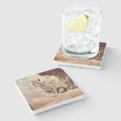 混濁したヒョウ写真自然野生動物 ストーンコースター (横)