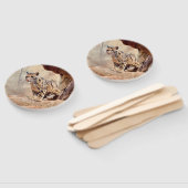 混濁したヒョウ写真自然野生動物 ハンドファン (組立なし)