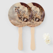 混濁したヒョウ写真自然野生動物 ハンドファン (正面&裏面)