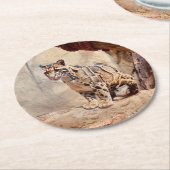 混濁したヒョウ写真自然野生動物 ラウンドペーパーコースター (アングル)