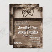 混素朴在ハート結婚式招待状 招待状 (正面/裏面)