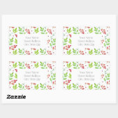 混色の赤、緑の水色の葉パターンラベル 長方形シール (シート)