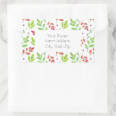 混色の赤、緑の水色の葉パターンラベル 長方形シール (バッグ)