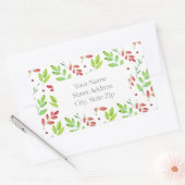 混色の赤、緑の水色の葉パターンラベル 長方形シール (封筒)