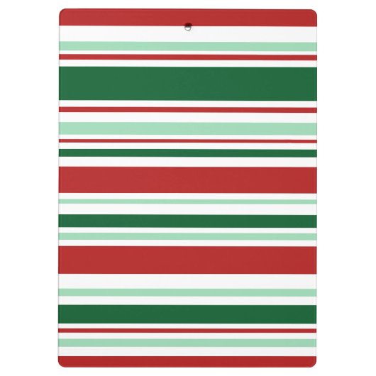混色の赤、緑、白のクリスマスストライプの クリップボード (裏面)