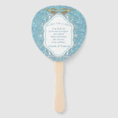 混色の青いシルキーパターンと白いスパークル ハンドファン (裏面)