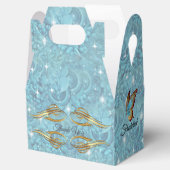 混色の青いシルキーパターンと白いスパークル フェイバーボックス (オープン)