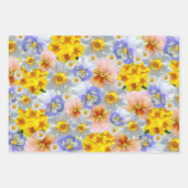 混色パンジーの花と水仙 ラッピングペーパーシート (正面)