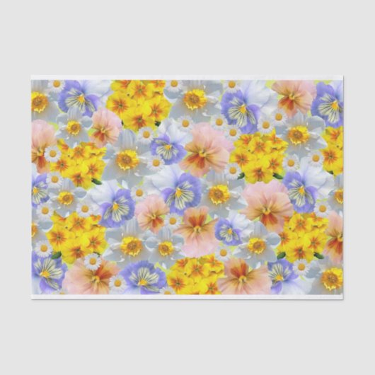 混色パンジーの花と水仙 薄葉紙 (正面)