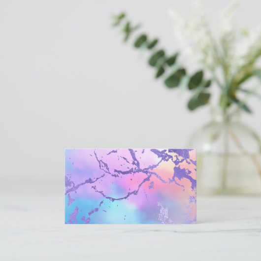 混色抽象芸術水色プリントパターン 名刺 (スタンド正面)