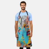 混色数々のメディアアート エプロン (着用した状態)