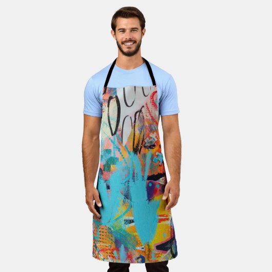 混色数々のメディアアート エプロン (着用した状態)