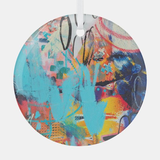 混色数々のメディアアート ガラスオーナメント (正面)