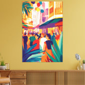 混雑したカラフル通りインフォヴィストスタイル キャンバスプリント (インサイチュ (リビング))