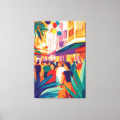 混雑したカラフル通りインフォヴィストスタイル キャンバスプリント (正面)