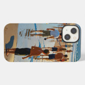 混雑したビーチの散歩 iPhoneケース (裏面横)