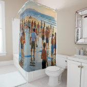混雑したビーチウォーク シャワーカーテン (インサイチュ)