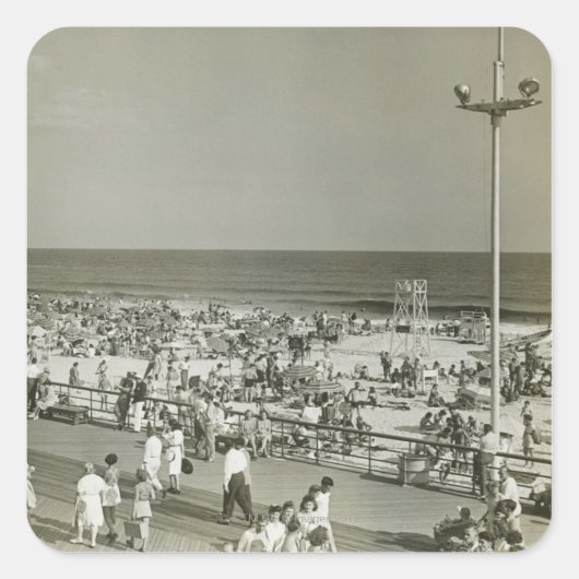 混雑したビーチ スクエアシール (正面)
