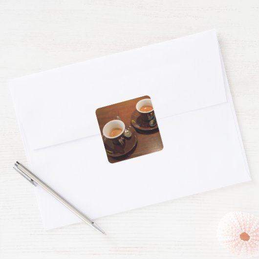 淹れたてのエスプレッソコーヒー2杯 スクエアシール (封筒)