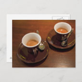 淹れたてのエスプレッソコーヒー2杯 ポストカード (正面/裏面)