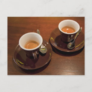 淹れたてのエスプレッソコーヒー2杯 ポストカード