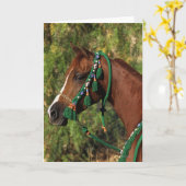 添え金が付いているアラビアの馬のHeadshot カード (黄色い花)