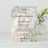 清エレガントミニマル浄な中性の素朴結婚写真 招待状 (スタンド正面)