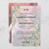 清エレガントミニマル浄な中性の素朴結婚写真 招待状 (正面/裏面)