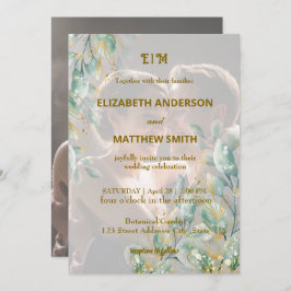 清エレガントミニマル浄な中性の素朴結婚写真 招待状