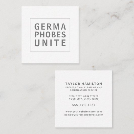 清掃おもしろいサービスGermaphobes Unite スクエア名刺 (正面/裏面)